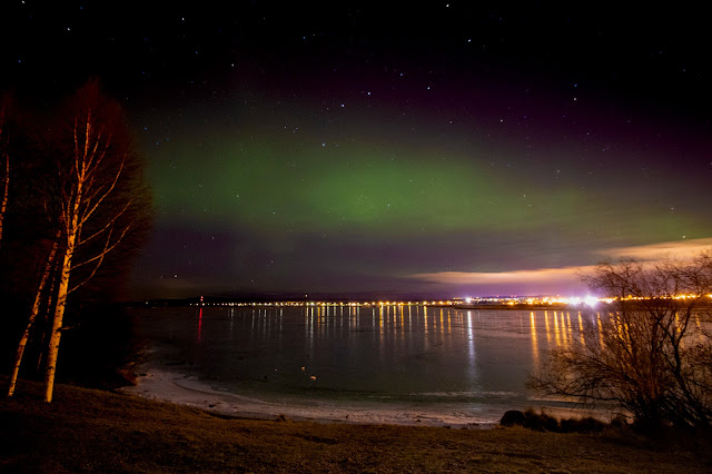 Aurora boreale dal parco dell'Arktikum museum-Rovaniemi