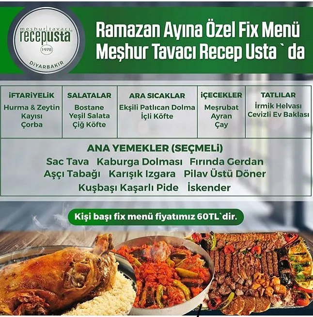 tavacı recep diyarbakır iftar menüsü diyarbakır iftar menü fiyatları diyarbakır iftar yerleri