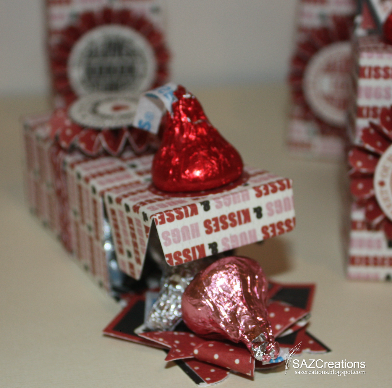 Creations by SAZ Valentine Candy Kiss Treat Box using Cute Carta Bella