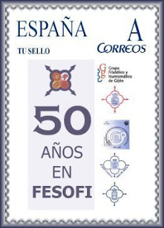 Futuro sello personalizado de los 50 años de Fesofi en Asturias