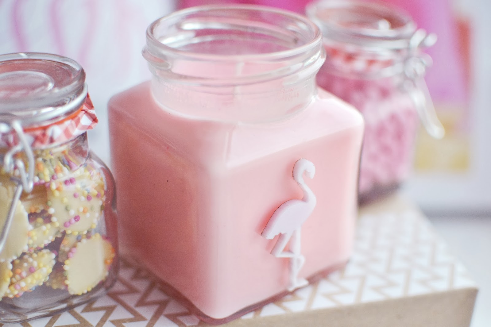 flamingo candles candy shop collection, candy floss scented candle