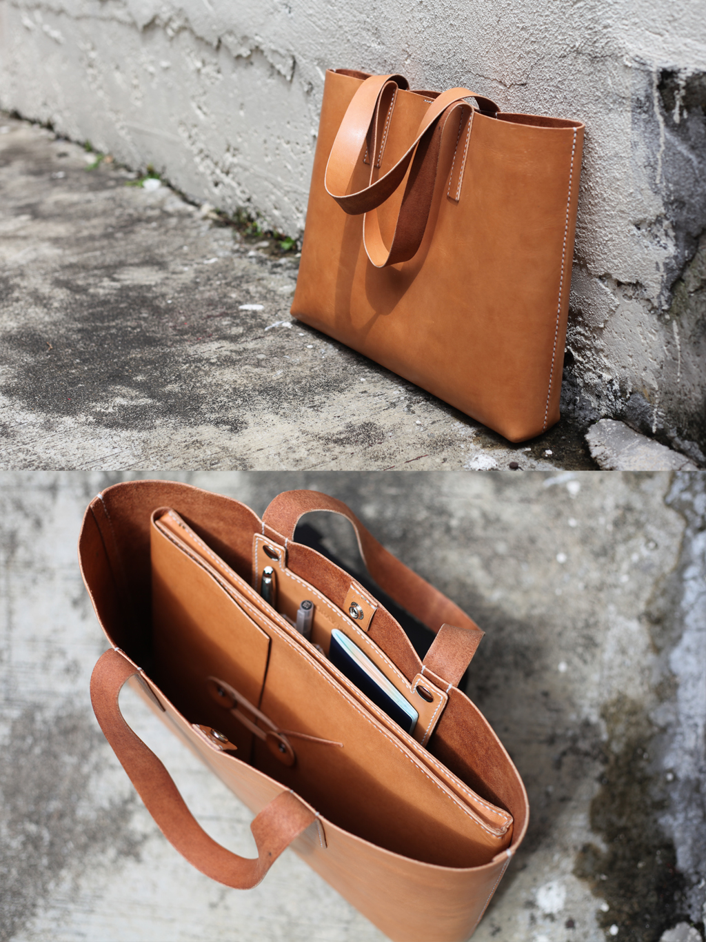LORAYN handmade leather camera accessories & more LEATHER TOTE BAG