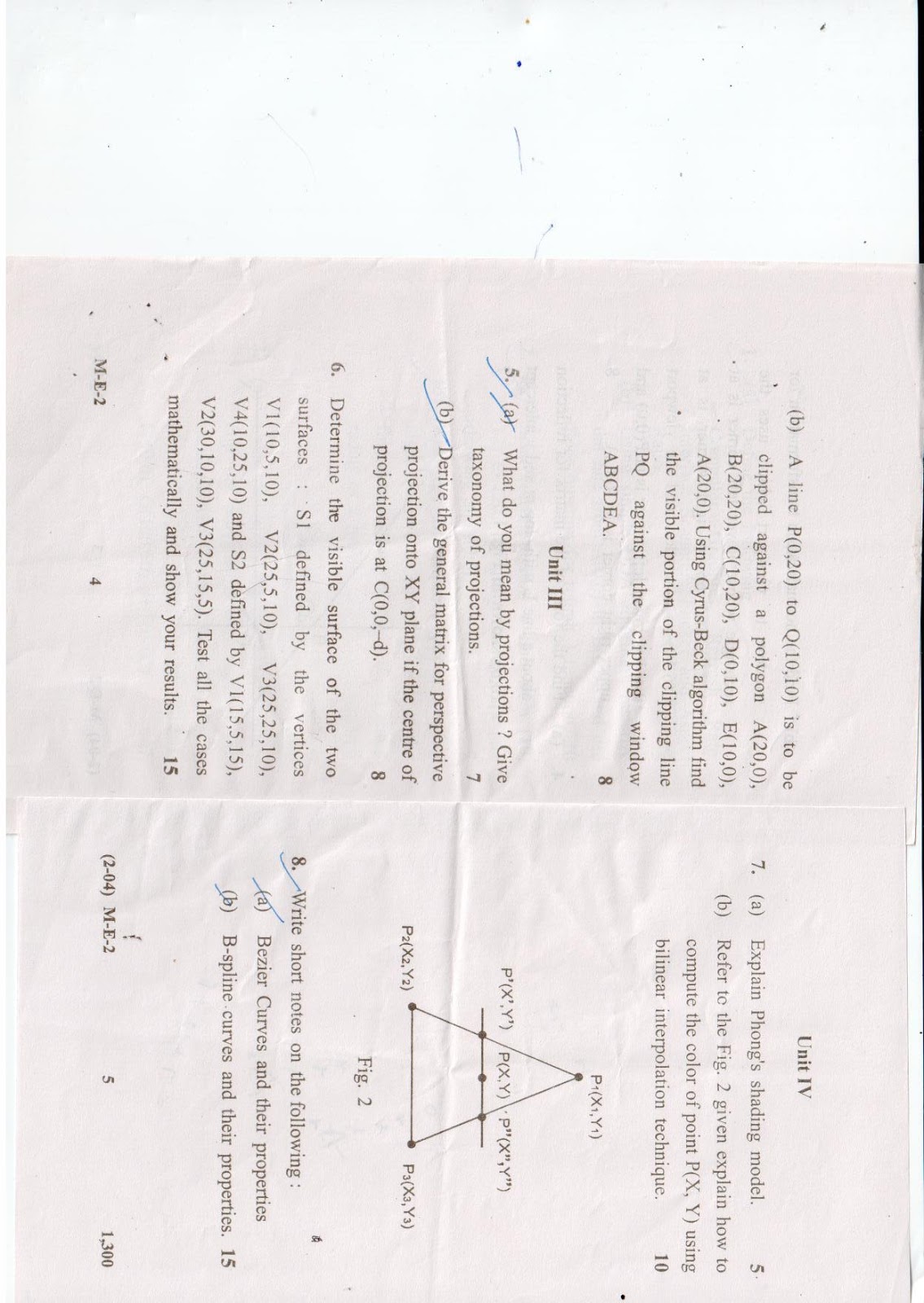 Computer Graphics Question Paper CSE303B B.Tech CSE