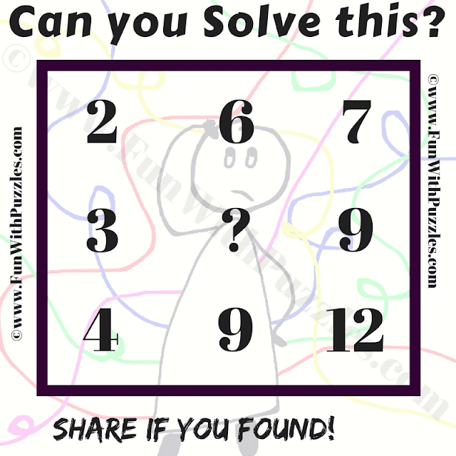 Can you solve this Logic Reasoning Puzzle Question? 2 6 7, 3 ? 9, 4 9 12