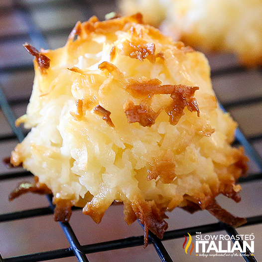 coconut macaroons on a cooling rack