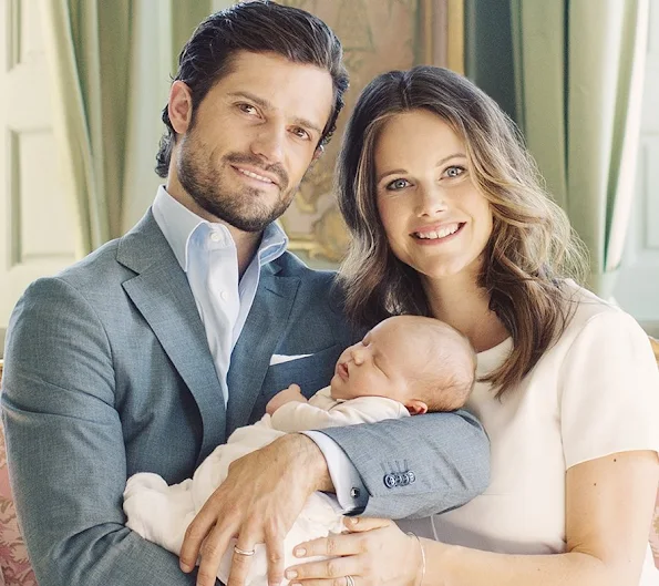 Prince Carl Philip, Princess Sofia and their children Prince Alexander, showing them altogether