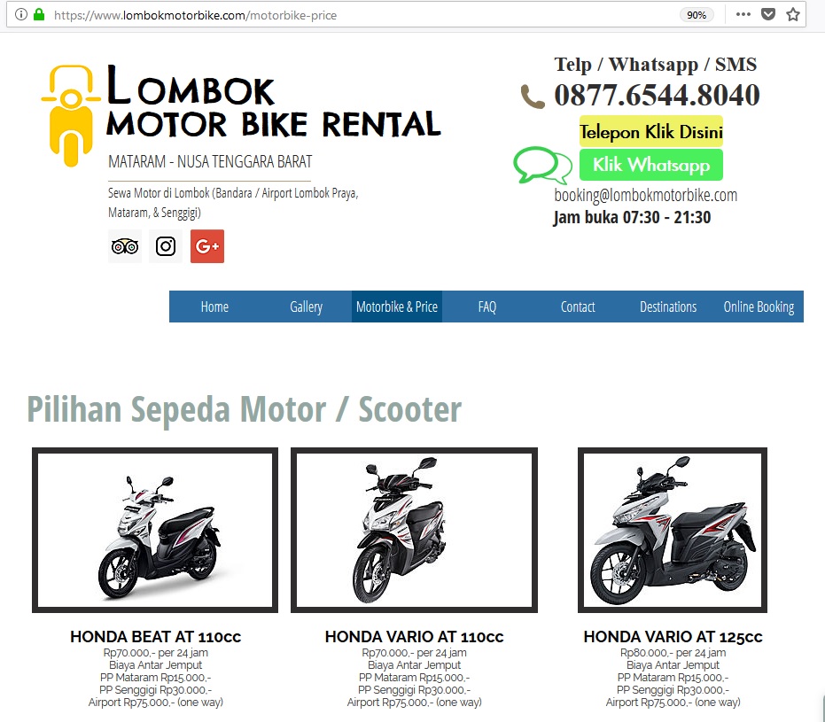 Informasi 7 Sewa Motor Di Mataram Lombok Jelajah Indonesiaku