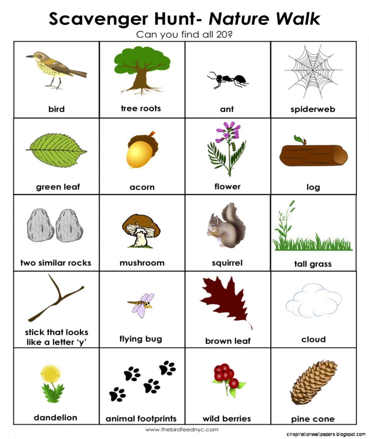 Printable Nature Scavenger Hunt