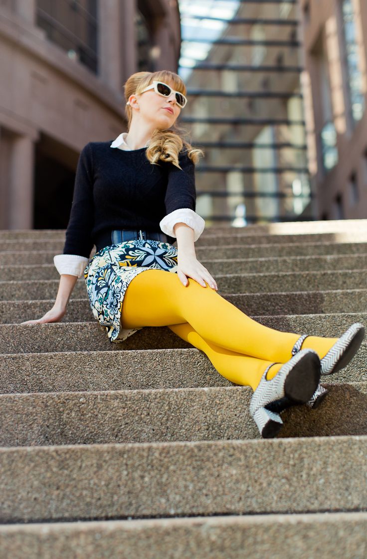Get the look Yellow tights Fashionmylegs The tights and hosiery blog