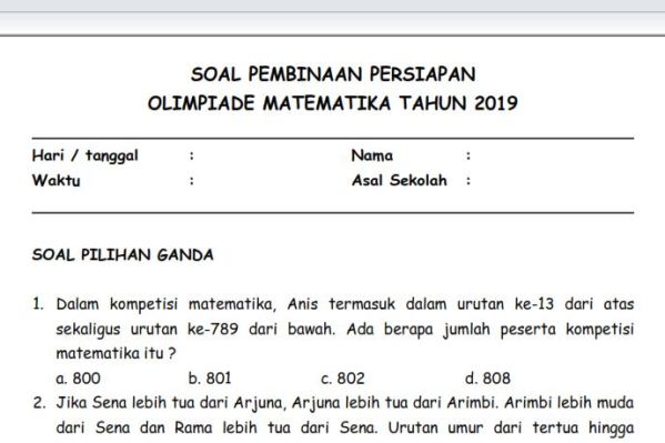 Download soal pembahasan osk osp osn matematika sd tahun 2021