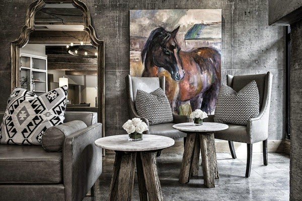 Living room in grey classic accents and luxurious Mobliar