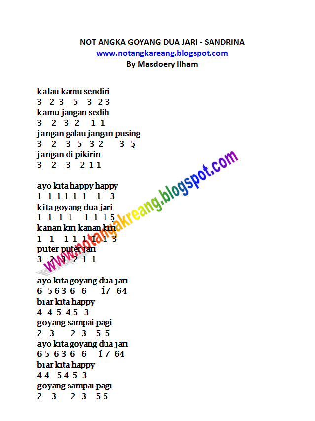 Not Lagu Goyang Dua Jari - Lagu Sandrina Azzahra Goyang Dua Jari Lirik