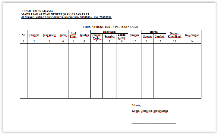 ADMINISTRASI PERPUSTAKAAN SMP LENGKAP 2018