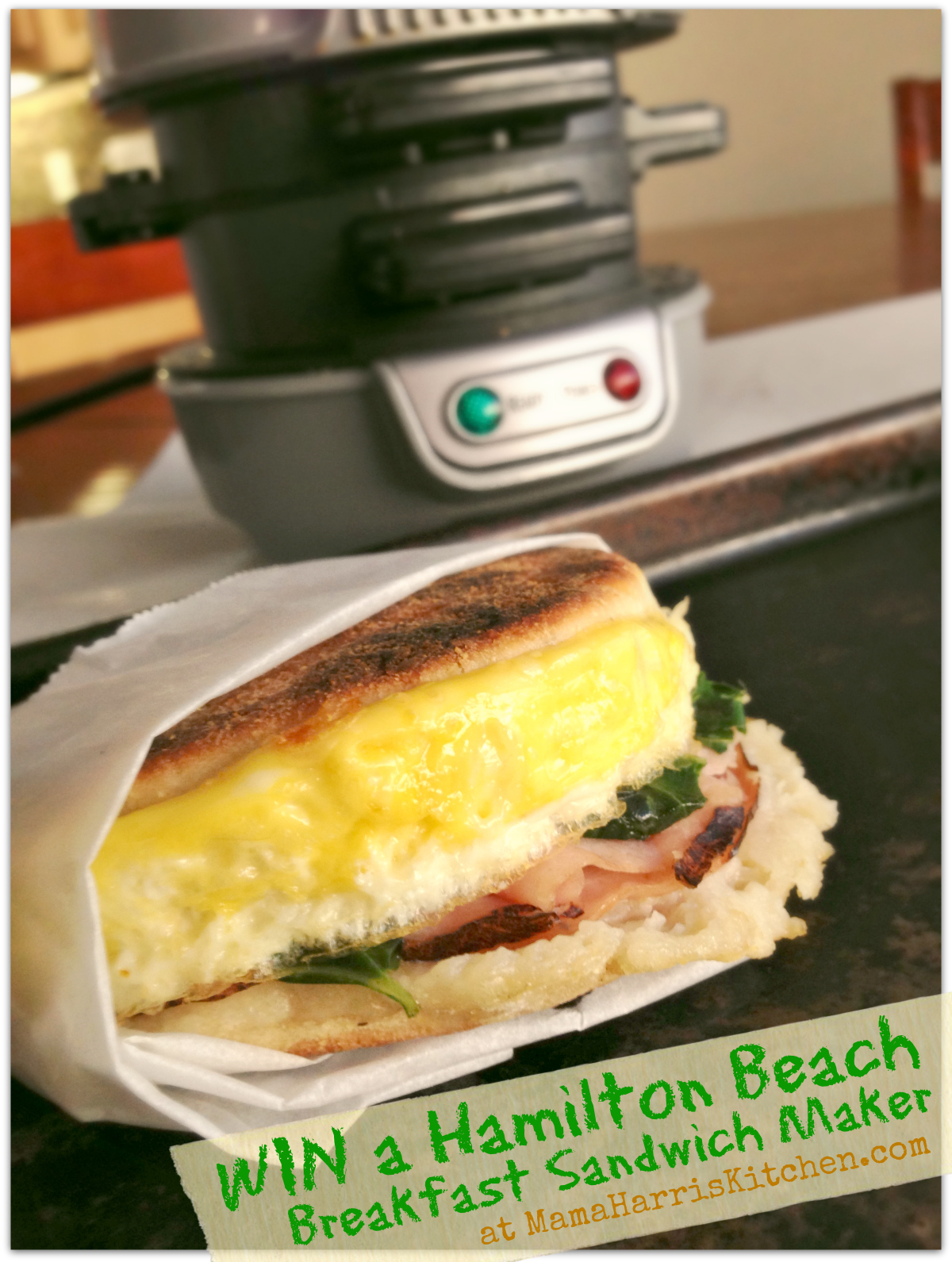 Hamilton Beach Breakfast Sandwich Maker with Egg Cooker Ring, Mini Waffles  Mint