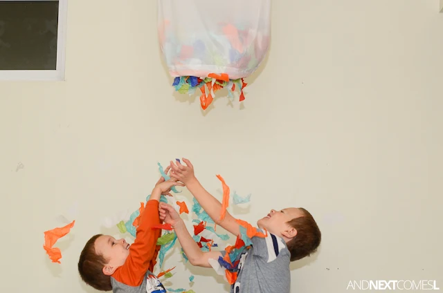 Confetti drop New Year's idea for kids