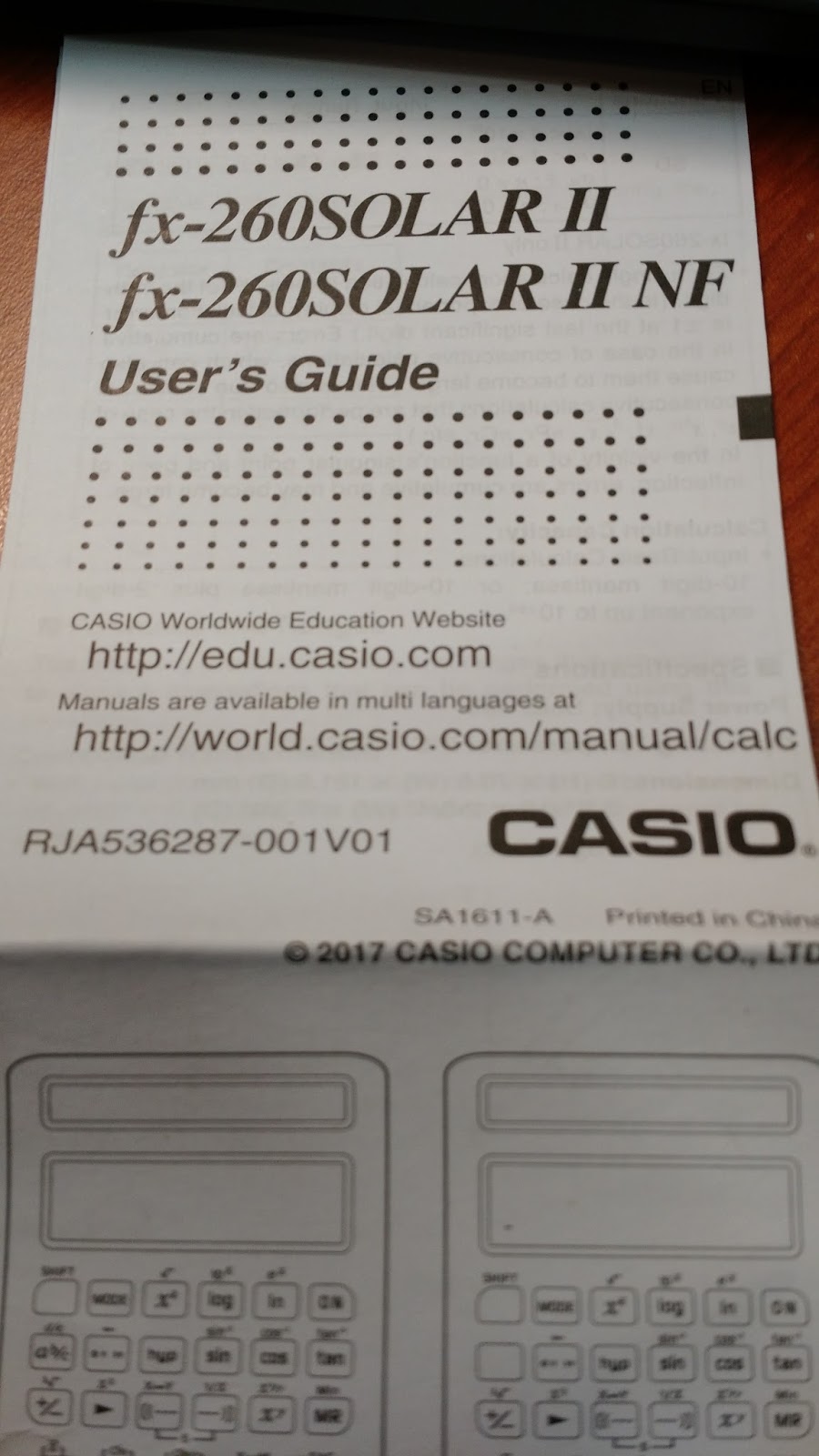 Eddie's Math and Calculator Blog: Review: Casio fx-260 Solar II (fx-82