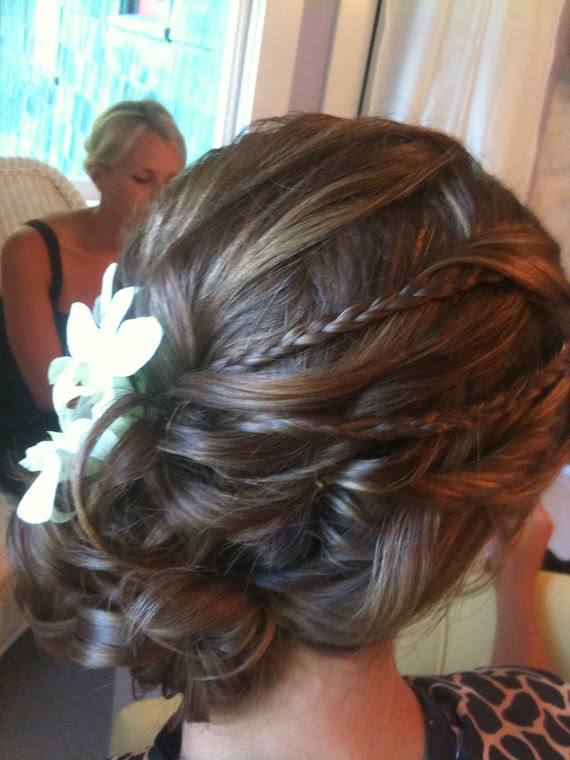 Side Updo with Braids and Orchids