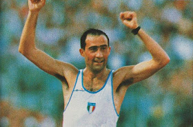 Maurizio celebrates after his victory in the 1987 World Championships in Rotterdam