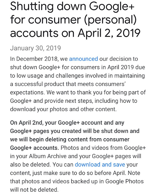 Akaun Google+ Dihapuskan Bermula 2 April 2019, Shutting down google+ Akaun Google+ Dihapuskan Bermula 2 April 2019, Shutting down google+