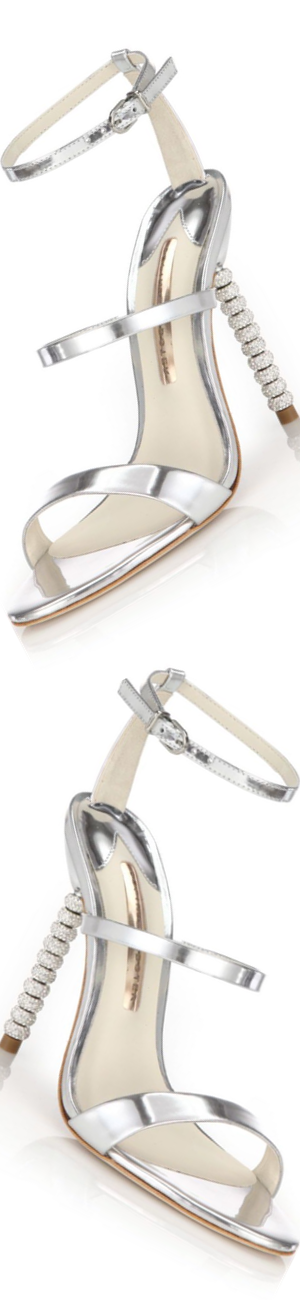 Sophia Webster Rosalind Crystal-Heel Metallic Leather Sandals