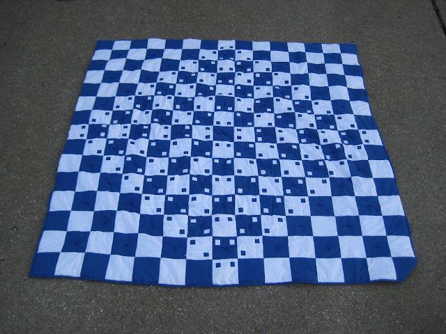 Pondering Cat: Bulging Checkerboard and Magic Square Lap Quilt