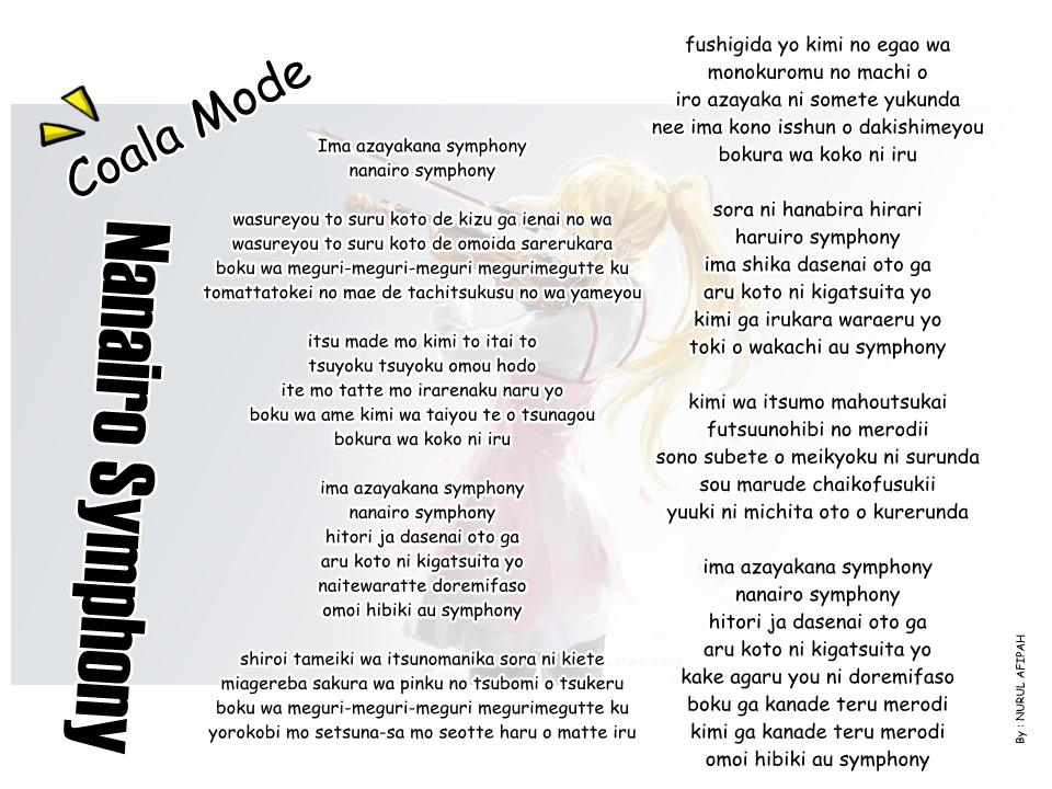 Nurul Afipah Coala Mode Nanairo Symphony Music Lyrics