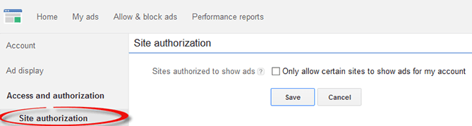 adsense access in addition to authorization