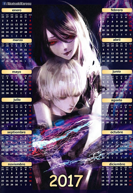 calendario 2017 tokyo ghoul