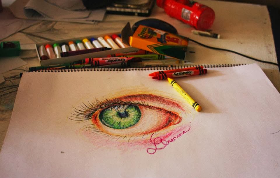 Eyes Drawing using Crayola Crayons by Alexies Iglesia - Artifactors