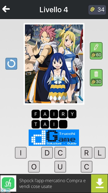 Anime Quiz soluzione pacchetto 4 livelli (1-12)