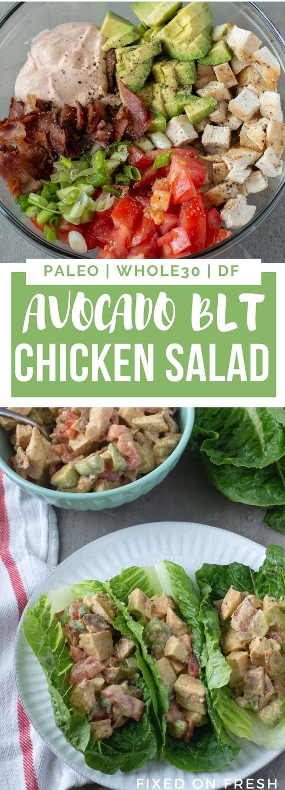 BLT Avocado Chicken Salad Wraps
