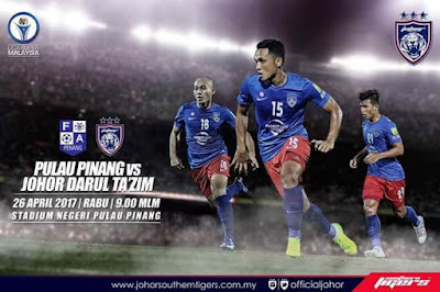 Live Streaming Pulau Pinang vs JDT FC 26 April 2017 Liga Super