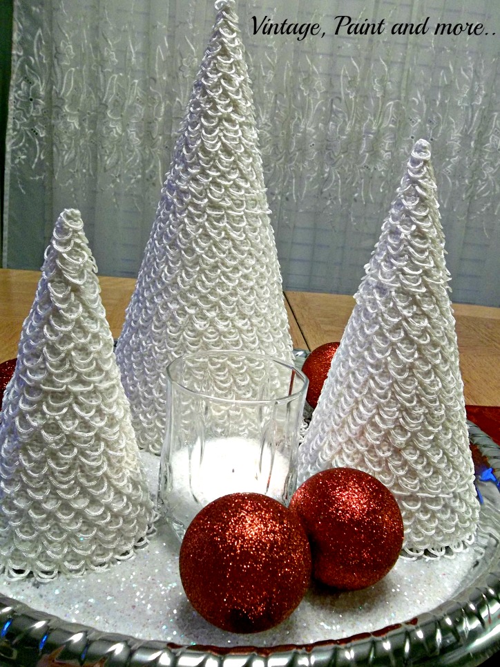 Vintage, Paint and more... Christmas trees made from poster board and lace