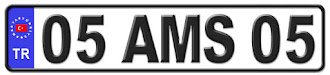 Amasya il isminin kısaltma harflerinden oluşan 05 AMS 05 kodlu Amasya plaka örneği