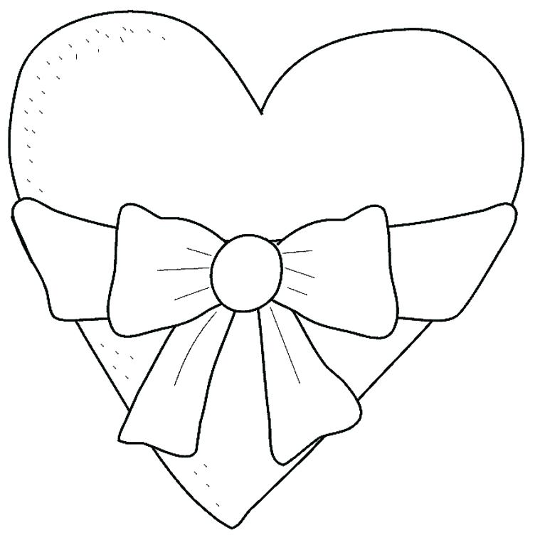 Heart With Bow Coloring Page - Free Printable Coloring Pages for Kids