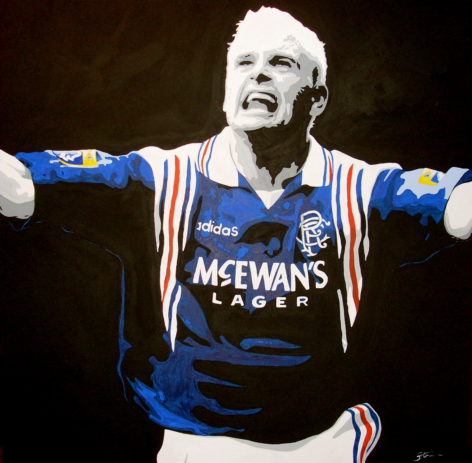 TheGamesArtist: Paul Gascoigne signing my paintings at Ibrox