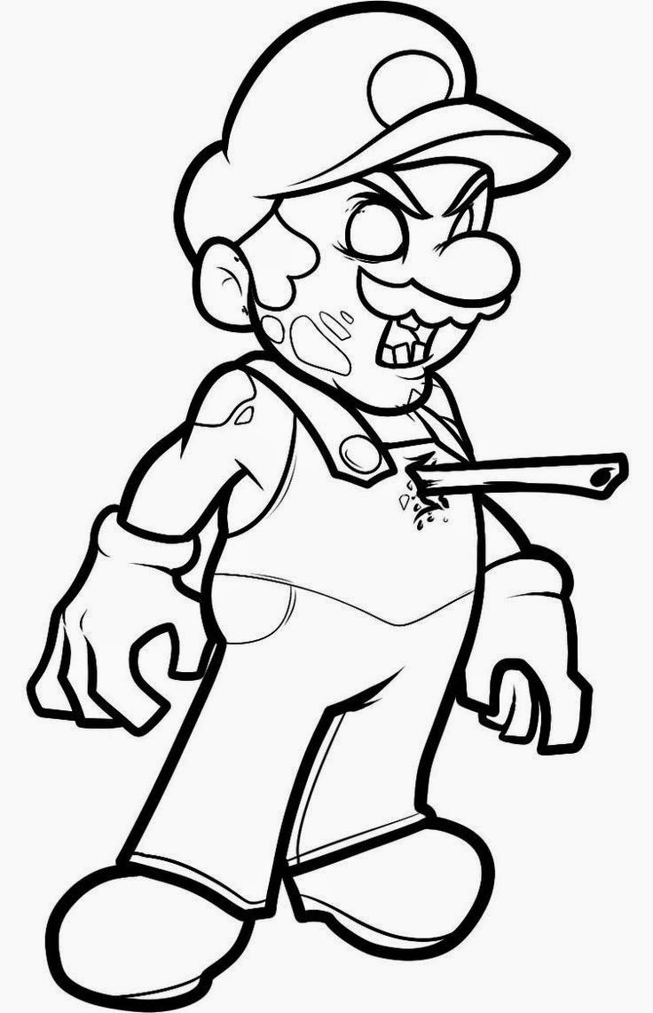 Coloring Halloween Characters Mario Zombie Halloween Coloring Pages