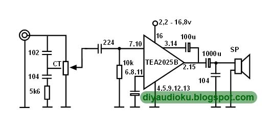 DIY Audio Elektronika Rangkaian Power Amplifier TEA2025B 