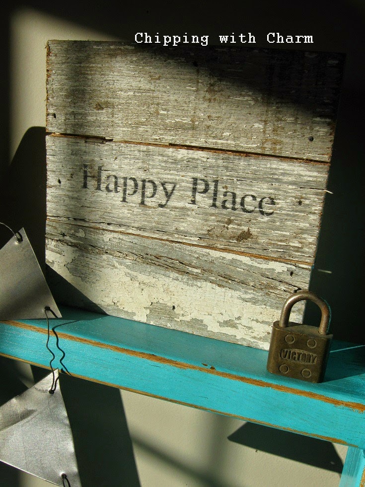 Chipping with Charm: Aqua Ladder Shelf...http://chippingwithcharm.blogspot.com/