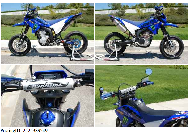 2008 Yamaha WR 250 X, craigslist Los Angeles deal of the day