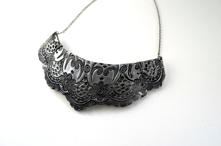 collar encaje imitació plata arcilla polimérica