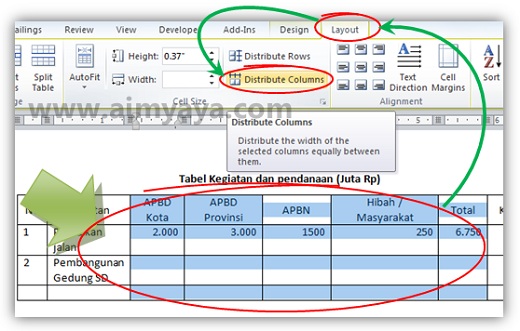 Cara Membuat Kolom/Baris Tabel Memiliki Ukuran Sama di Ms Word 2010