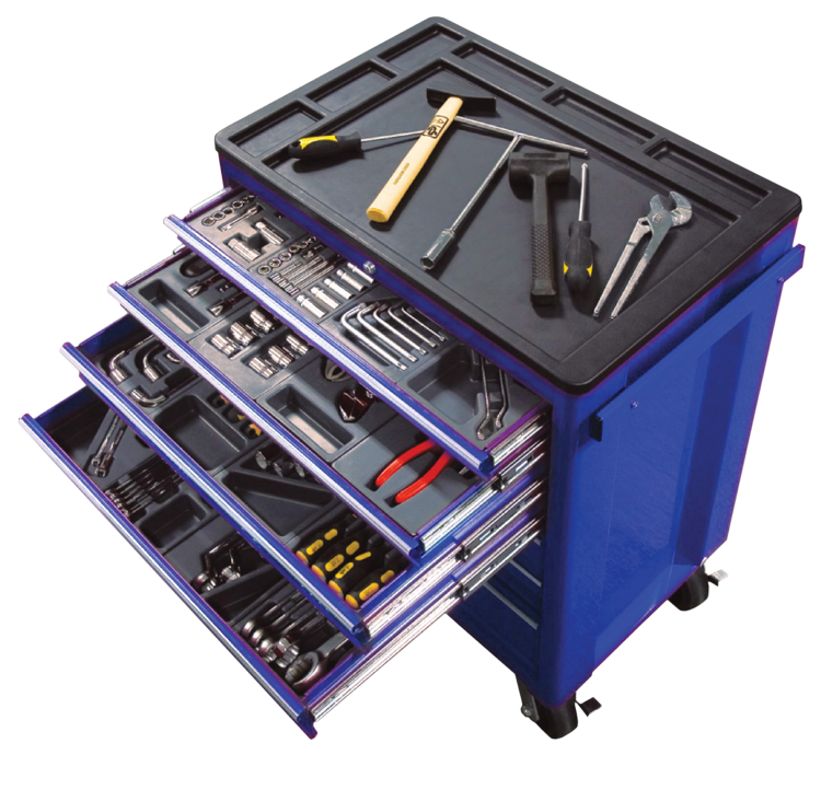 FREE CUTOUTS TOOLBOX WITH DRAWERS OPEN