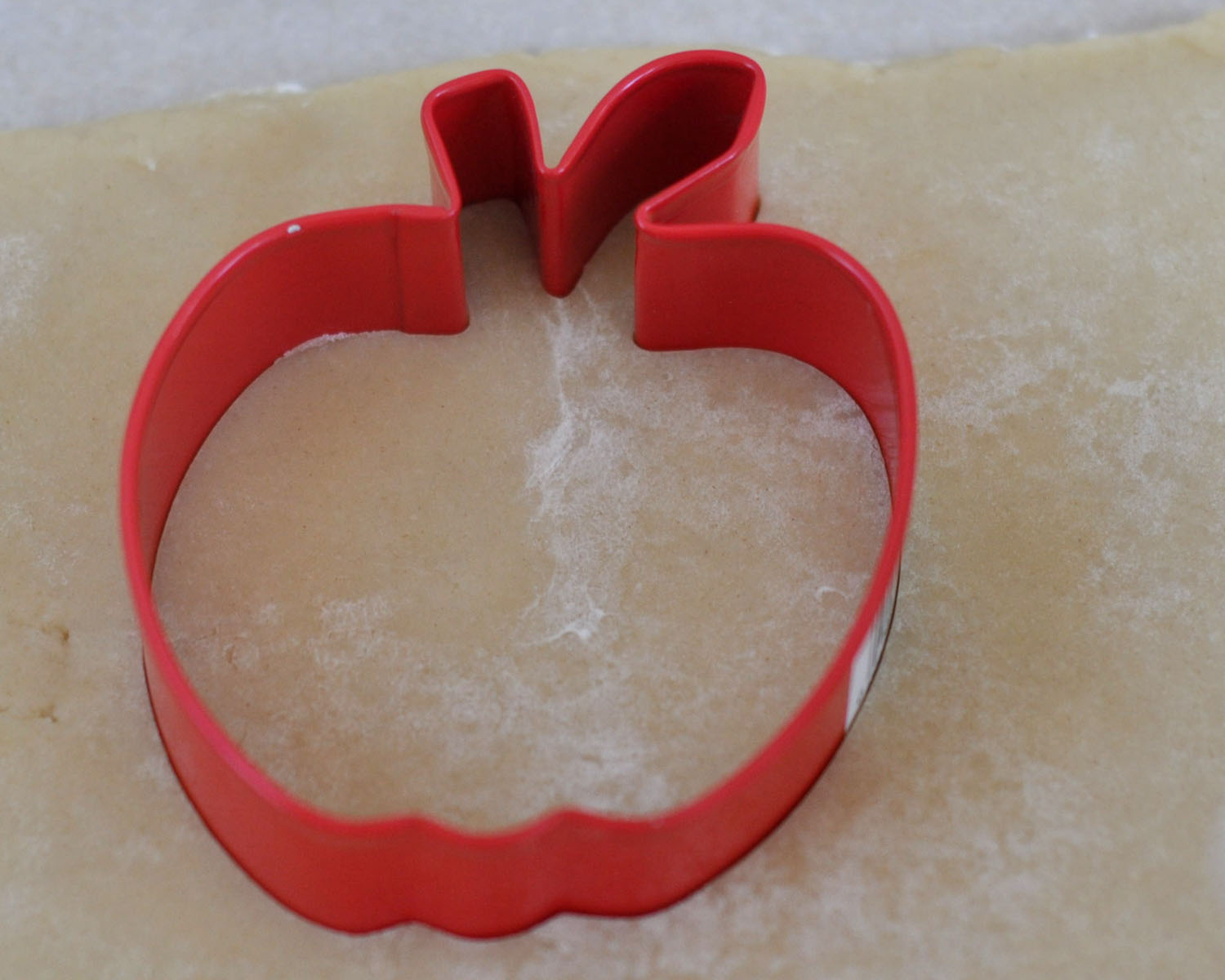 Apple Shaped Cookie Cutter on Raw Cookie Dough Stock Photo Image of