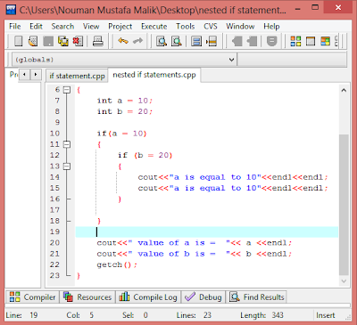 Information: How To Use IF statements using C++ Language in DEV C++