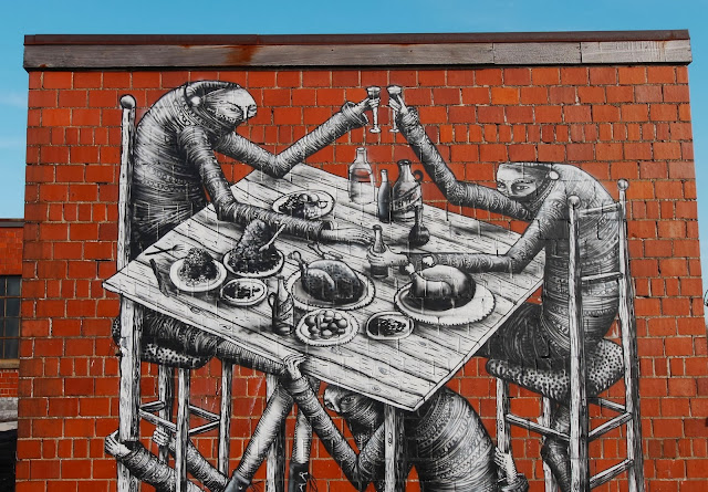 New Street Art Mural By Phlegm which was painted on the wall of an old Bourbon distillery in Lexington Kentucky. 4