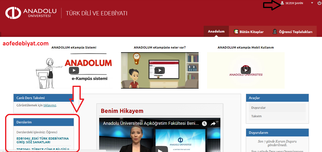 2016 2017 bahar donemi ara sinav soru kitapciklari yayinlandi e kampus kullanimi aofedebiyat com aof turk dili ve edebiyati