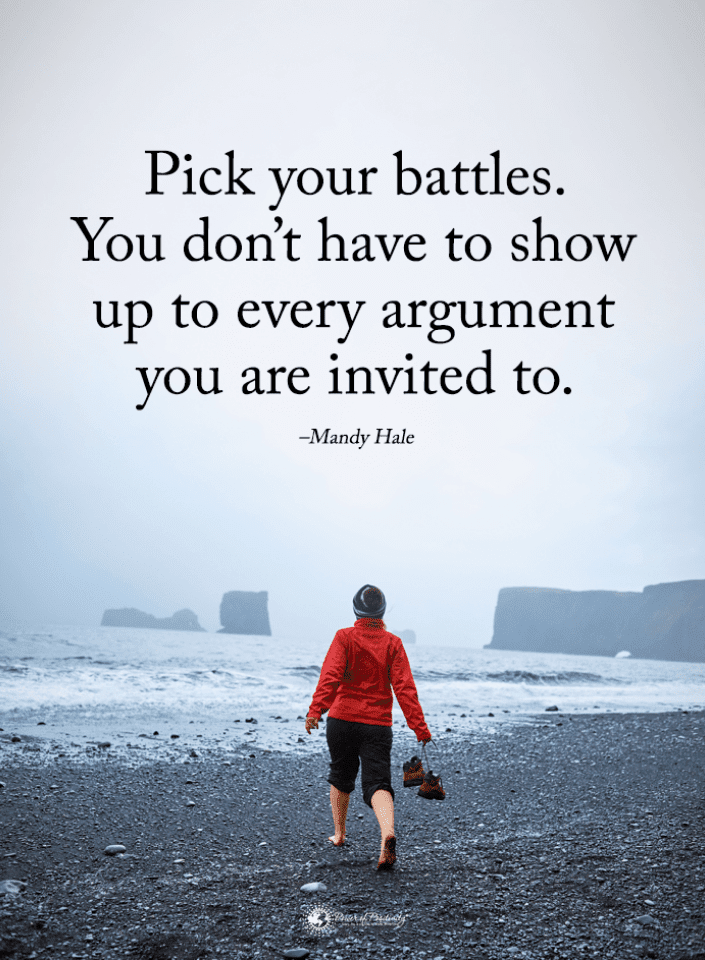 Pick your battles. You don't have to show up to every argument you are