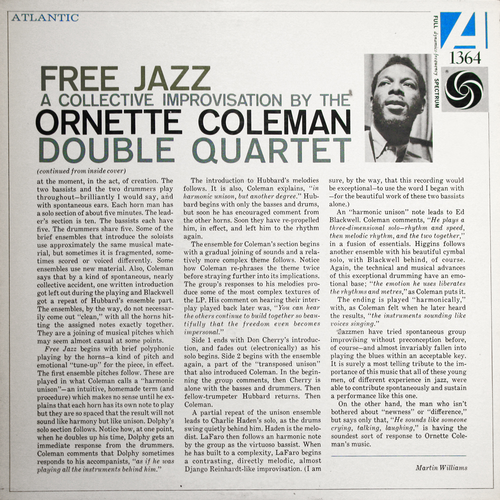 Ornette Coleman Free Jazz A Collective Improvisation VINYL2496: Ornette Coleman Double Quartet - Free Jazz A Collective