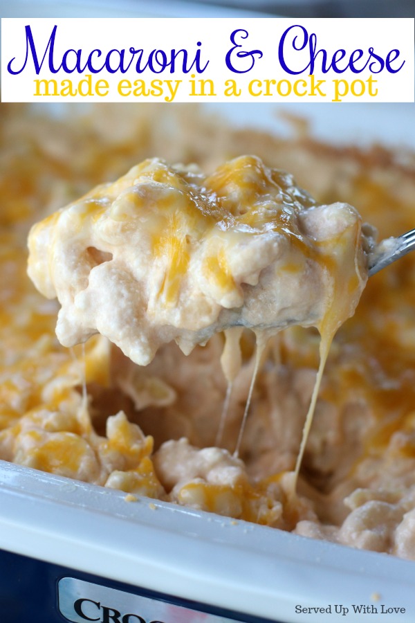 Crock Pot Macaroni & Cheese recipe that is creamy and cheesy and perfect for holiday meals or any weeknight. 